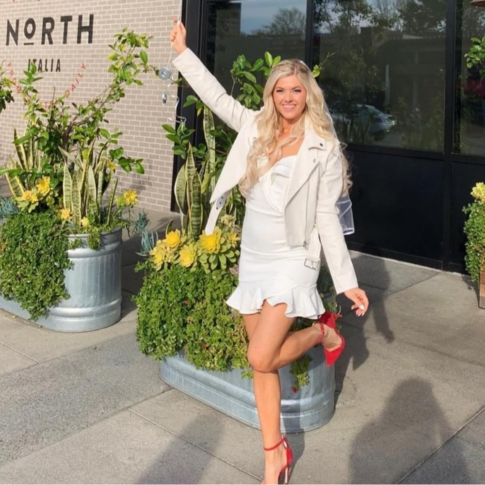 White Ruffle Off-Shoulder Dress